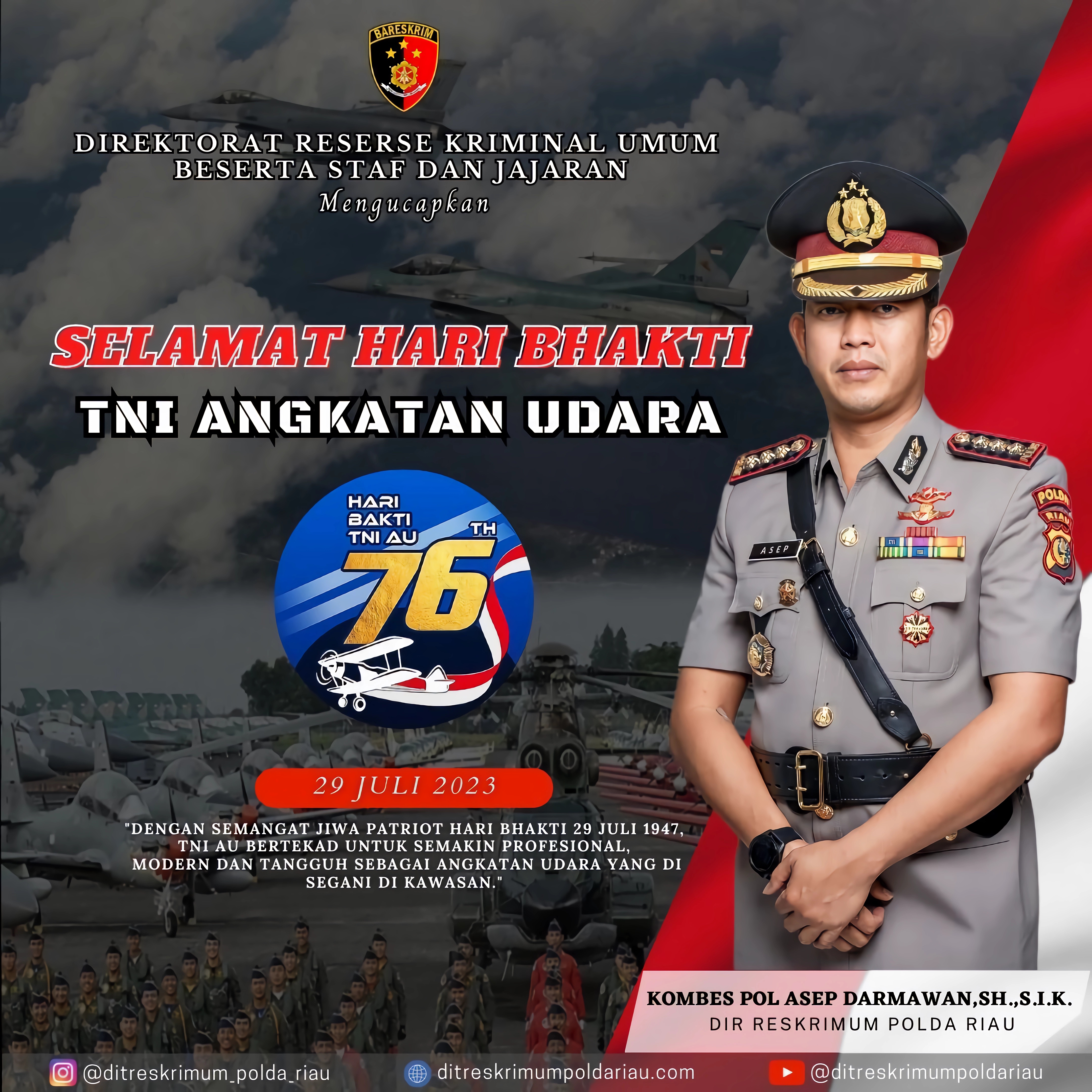 SELAMAT HARI BHAKTI TNI AU KE 76